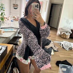 Pink and navy Knit Sweater